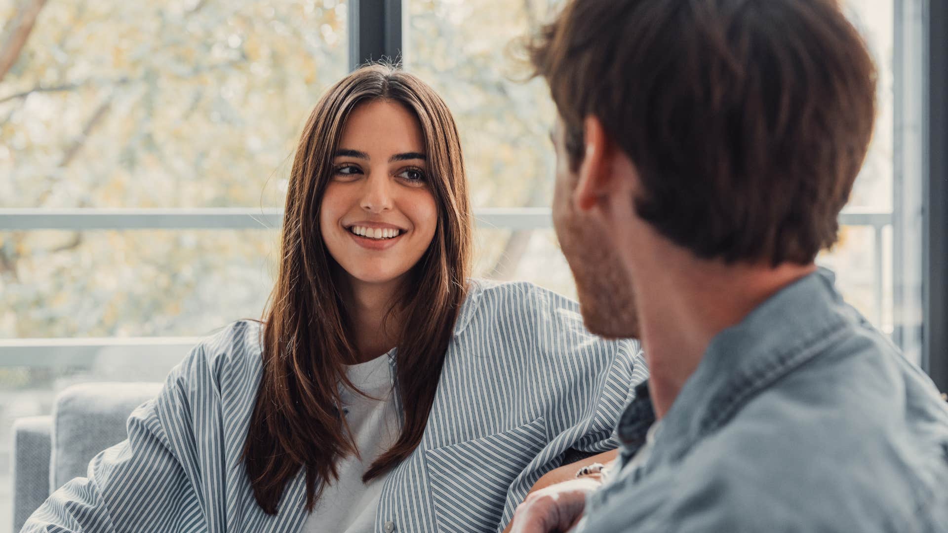 Gen Z couple in deep conversation