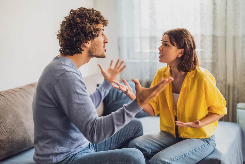 couple arguing on couch