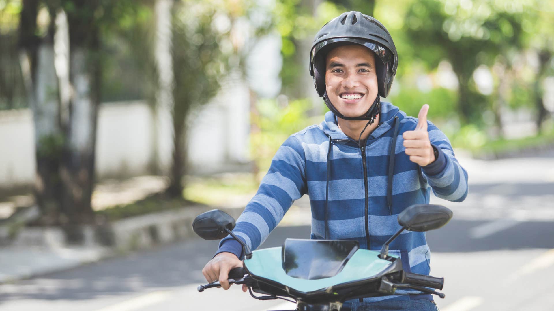 man driving loud motorcycle