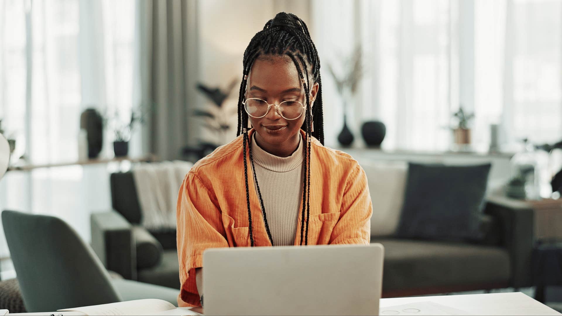 woman sending work emails