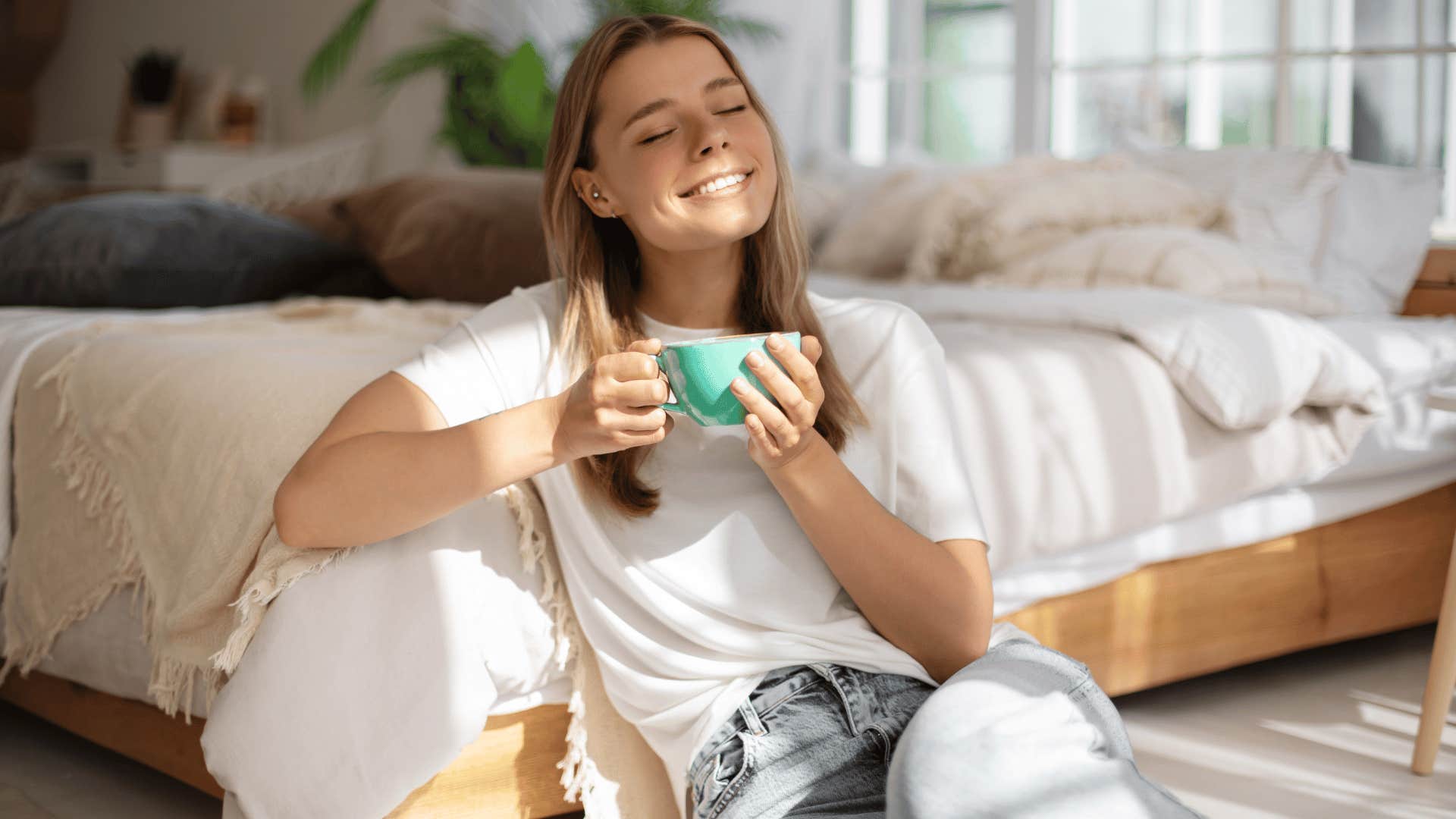 woman relaxing with cup of coffee