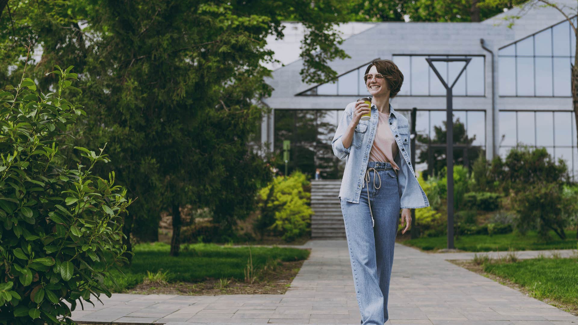 woman going for a walk outside