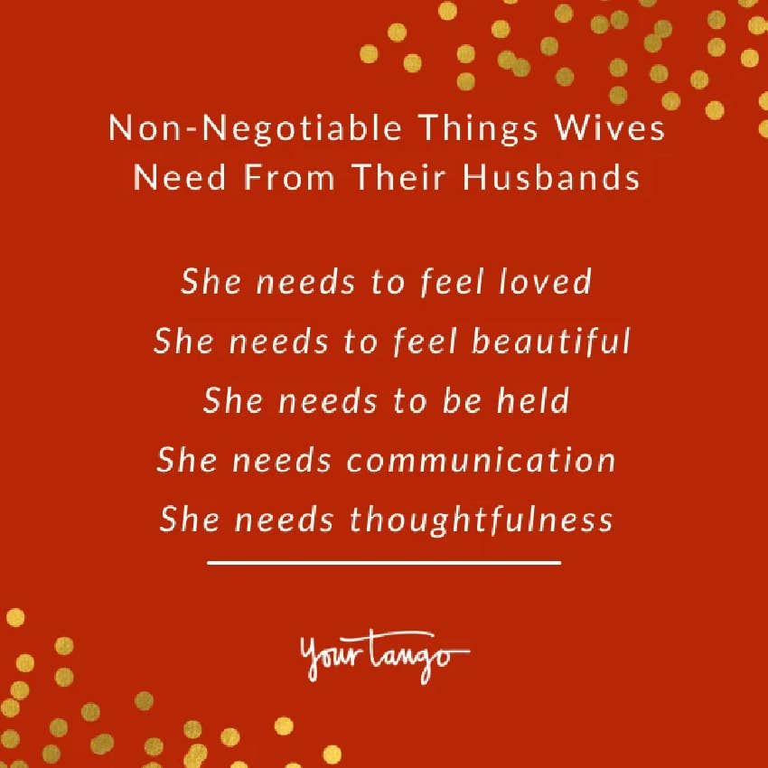 list of what a wife needs from her husband every single day