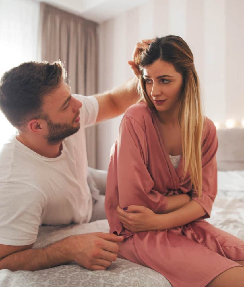 Woman and man in home communicating clearly unfazed critical partner