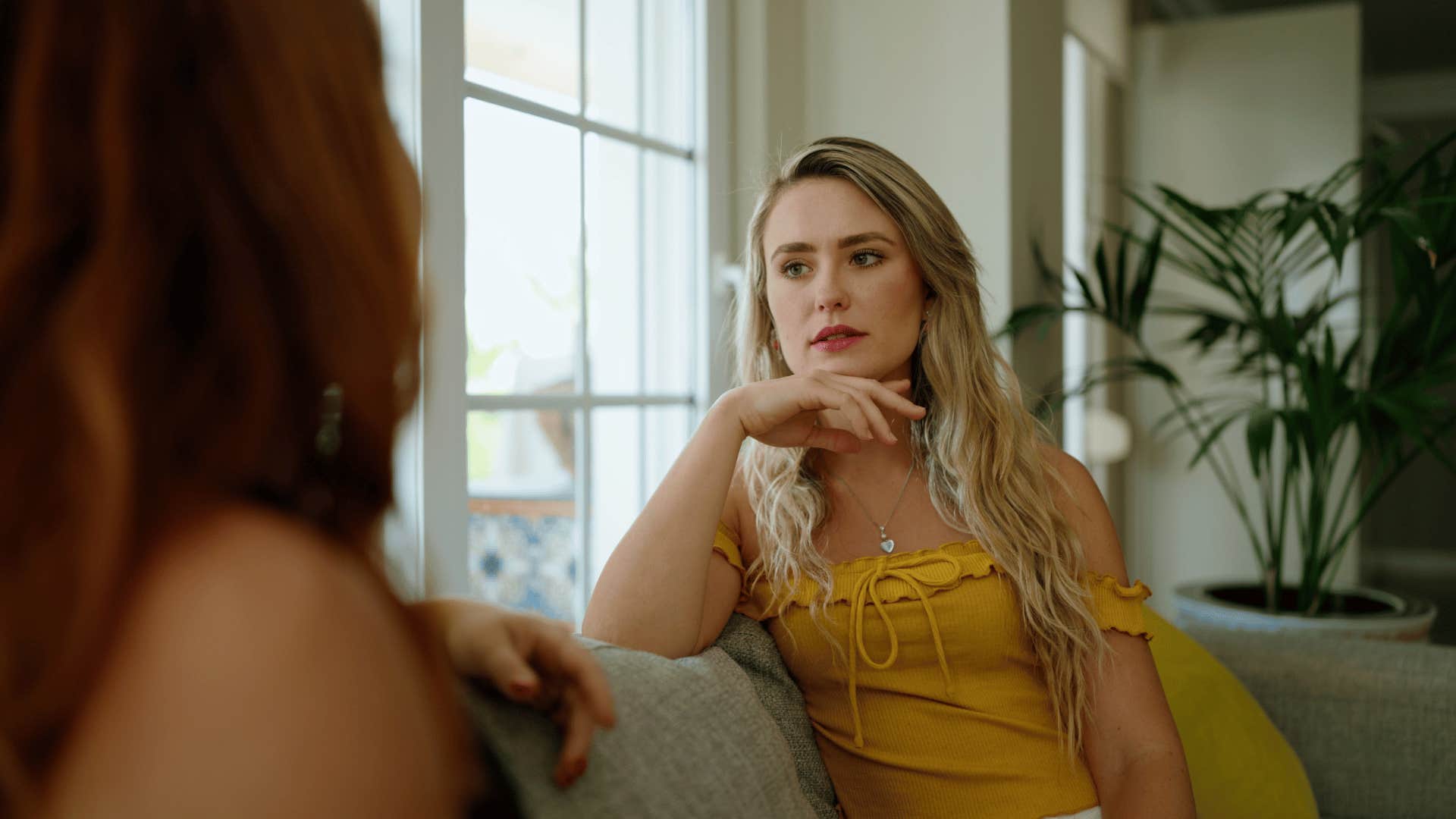 woman listening to friend talk