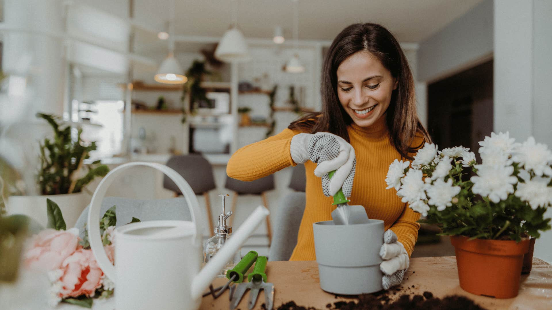 happy woman trying a new hobby