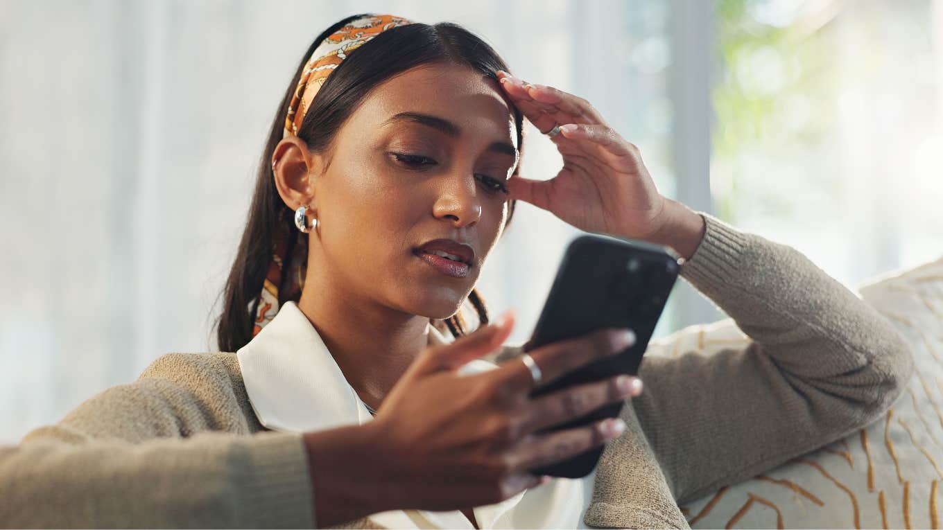 Tired Excuses Flaky People Who Always Cancel Plans Usually Use stressed woman on her phone texting to cancel plans