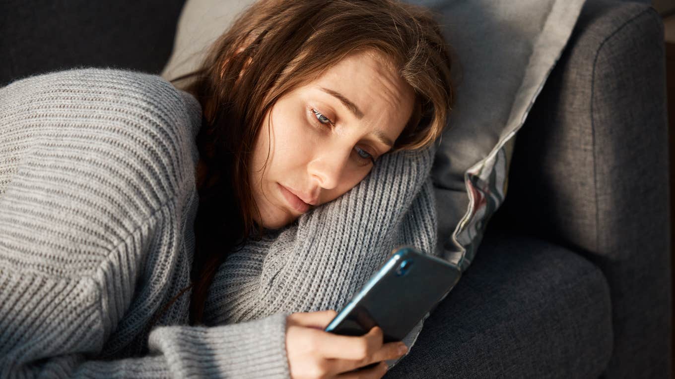 Ways To Prevent Your Phone From Taking Over Your Life woman whose phone has taken over her life