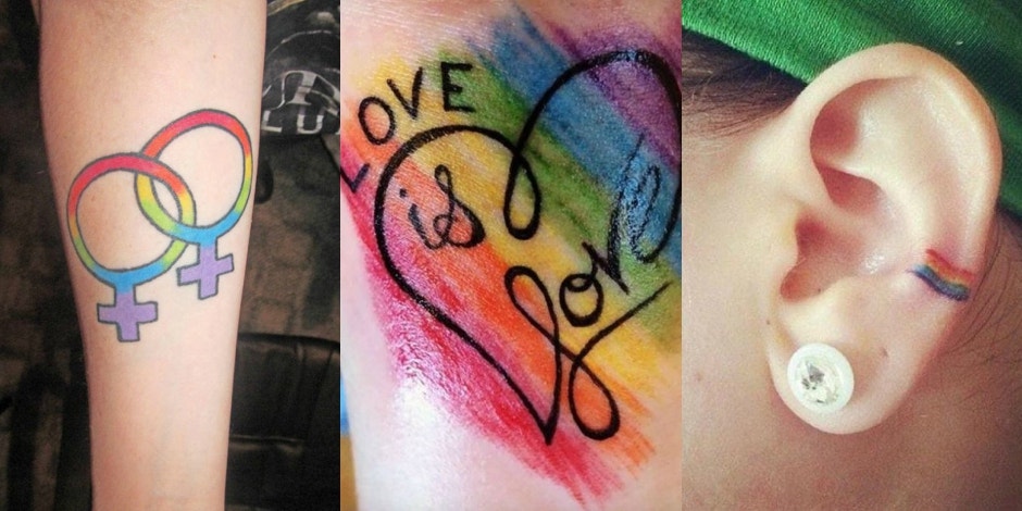 rainbow pride heart tattoo