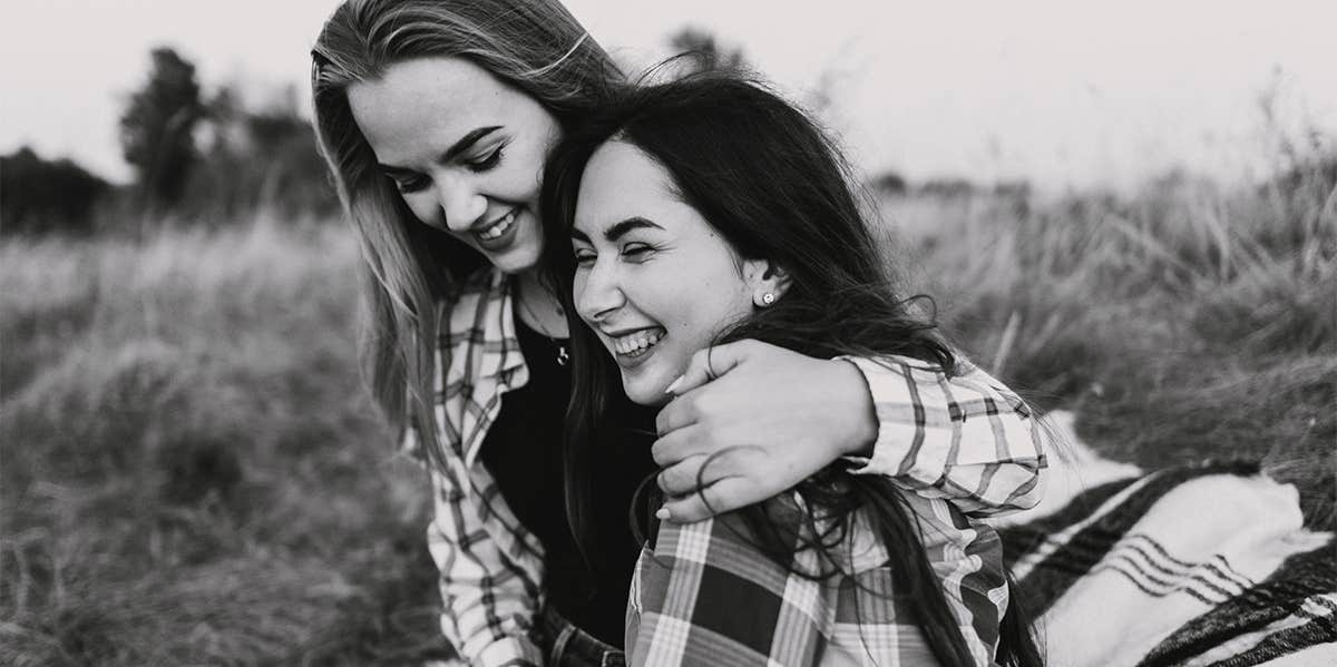 best friends black and white photography