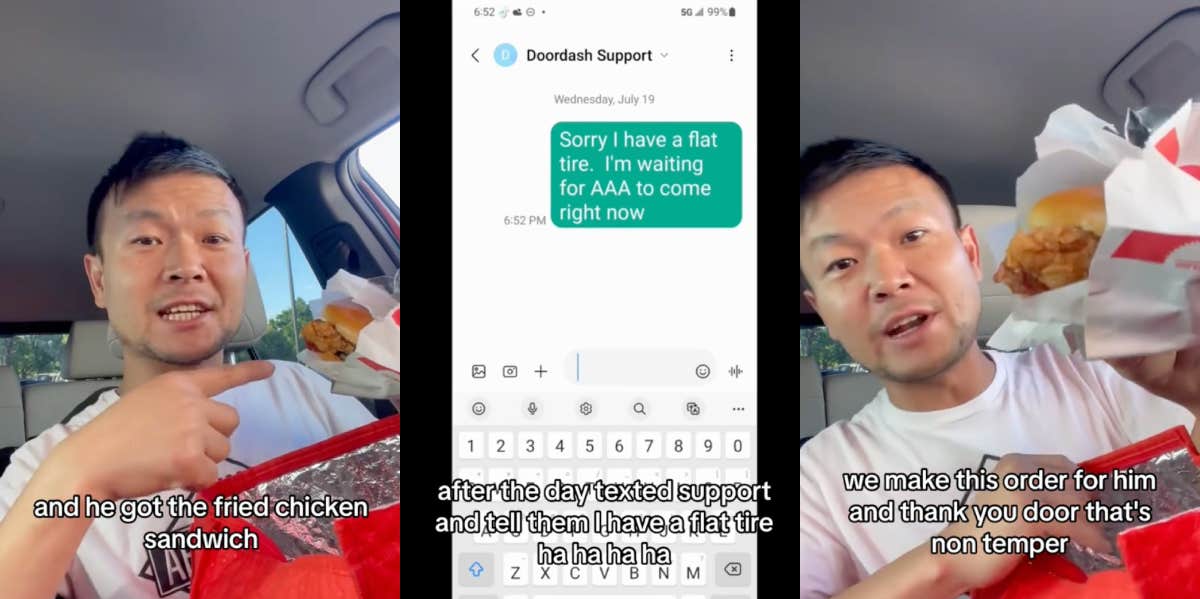 DoorDash Driver Lied About Getting A Flat Tire So He Could Eat A