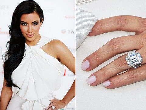 Kanye West Gives Kim Kardashian Second Lorraine Schwartz Ring - Kim  Kardashian's New Diamond Ring