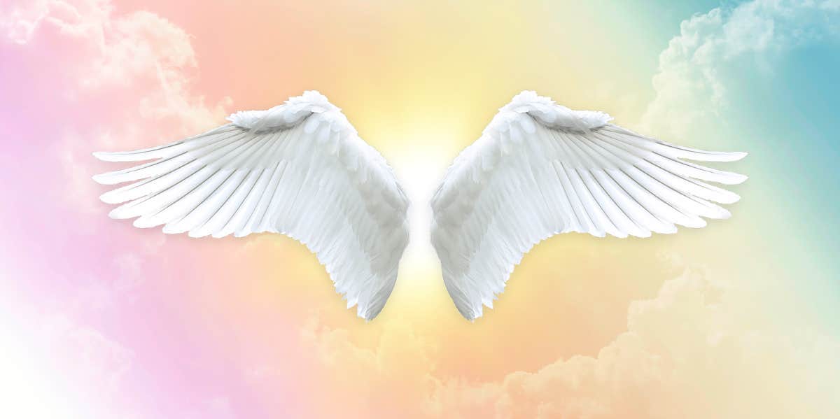 Photo Lilac Angel Wings - beautiful pair of lilac Angel wings with white  light flowing