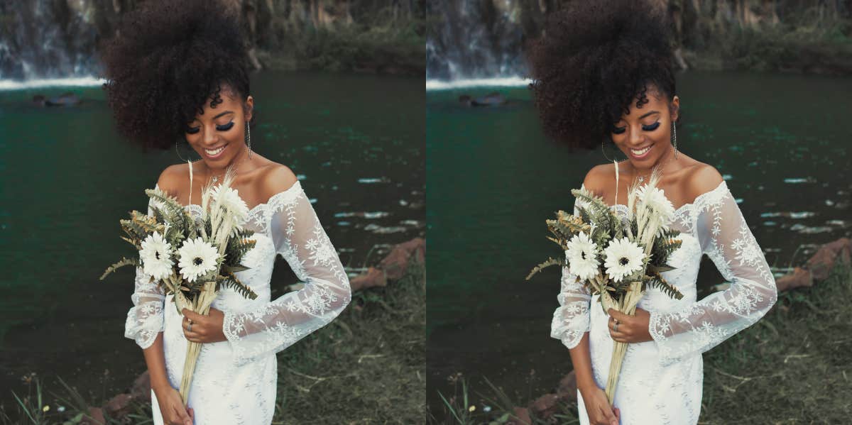 wedding dress bride flowers