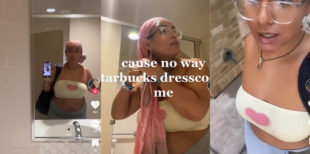 Woman On TikTok Says She Was Kicked Out Of Starbucks After She Refused To  Change Into A 'Full Shirt