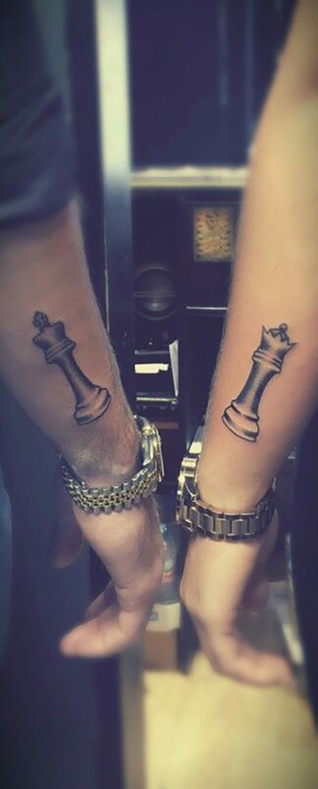 matching king and queen chess tattoos