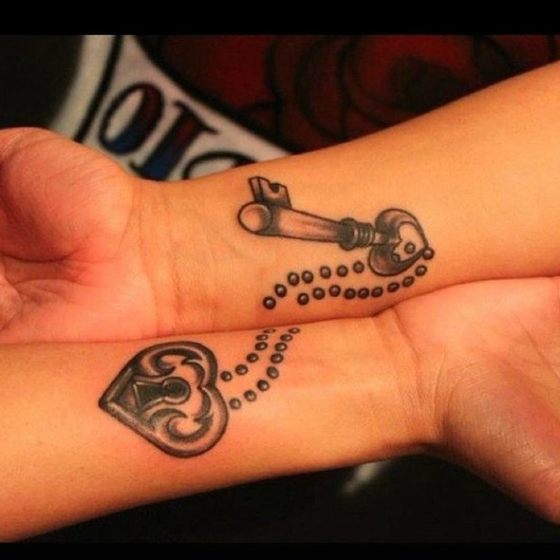 Powerful Leo couple tattoo idea | TattoosAI