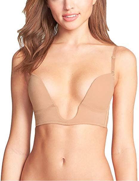 Low Plunge Push Up Bra With Clear Straps Low Cut Convertible Underwire  Padded Cleavage Bra Women‘s Underwear & Lingerie