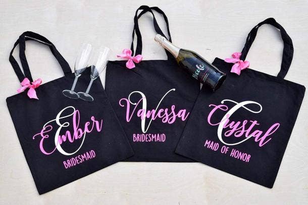 Personalized Glam Wedding Tote Bags for Bridal Party, Bridesmaid Bags Gifts  for Bridesmaids and Maid of Honor Wedding Totes
