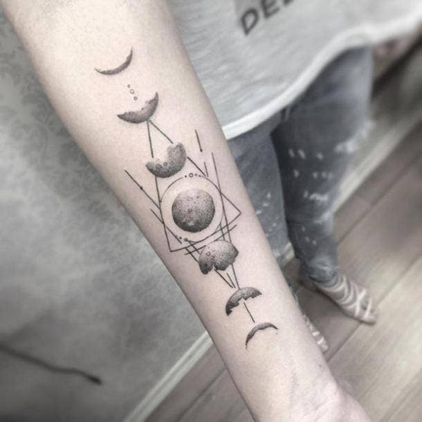 Minimalist Spine Moon Phases Tattoo Tattoo Design