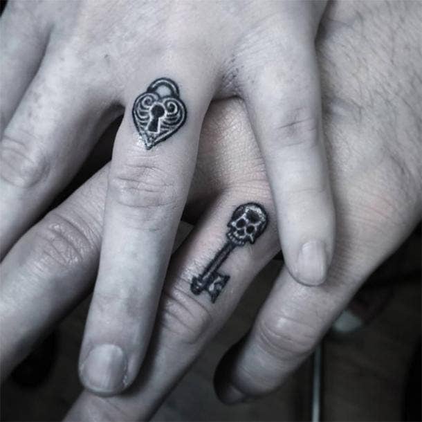 20 Cute AF Small Couples Tattoos  Society19  Wedding finger tattoos  Finger tattoos for couples Finger tattoos