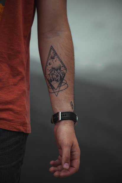 Elegant small tattoo of the taurus zodiac symbol '♉︎' for men on Craiyon
