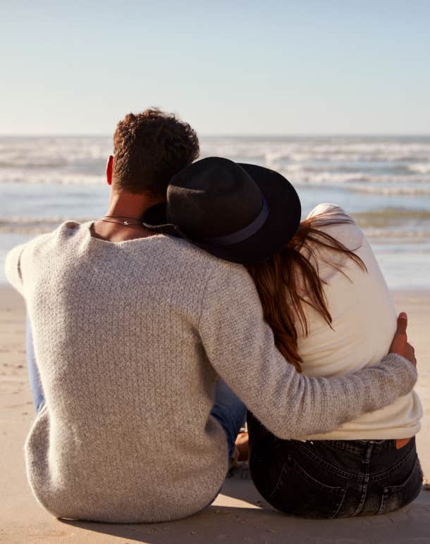 close couple beach date