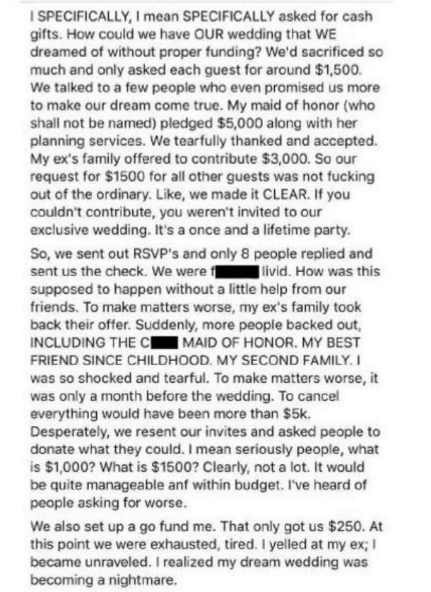 Bride Shares Facebook Post Canceling Wedding   Dumping Fianc  After Guests Refuse To Pay  Entrance Fee - 27