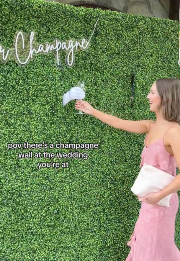 Wedding With Bar Staff Working Behind A Hidden Grass Wall Sparks