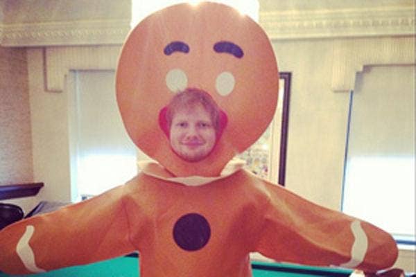 Ed Sheeran as a Gingerbread man for Halloween