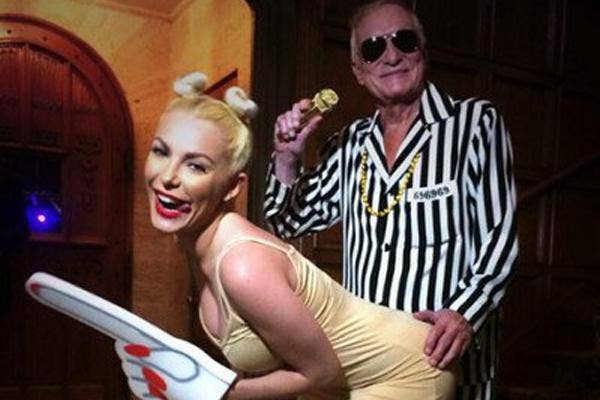 Hugh Hefner and Crystal Harris as Miley cyrus and Robin Thicke