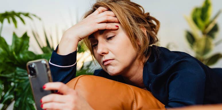 Woman is unhappy and stressed out.