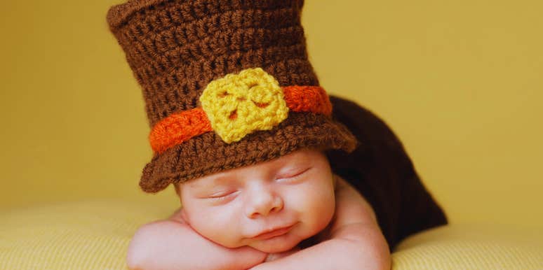 baby dressed in thanksgiving outfit 