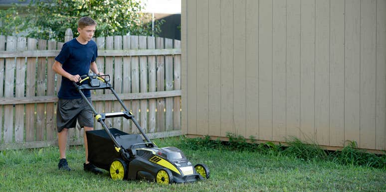 Teen mowing neighbors lawn without permission