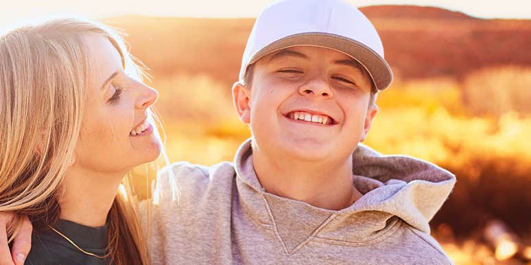 Mom and anxious teen connecting and feeling safe and calm