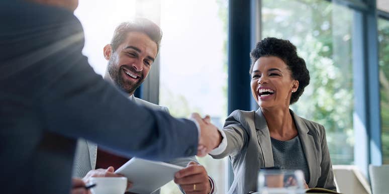 Shaking hands after a successful negotiation