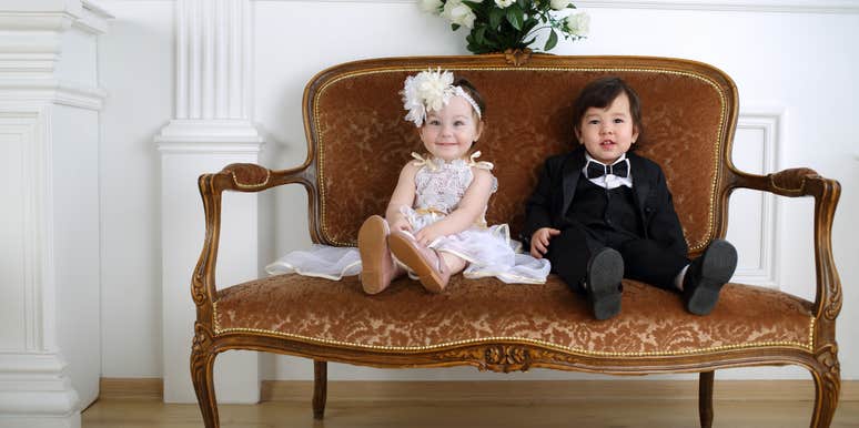 Well behaved toddlers at a wedding