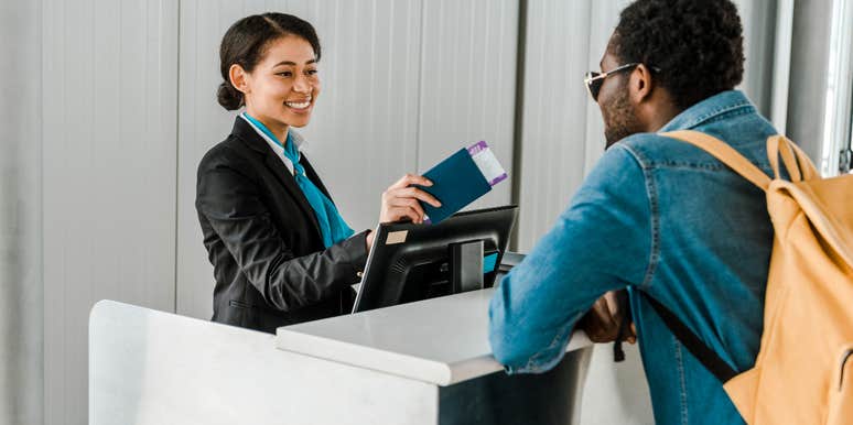 Happy gate agent at airport