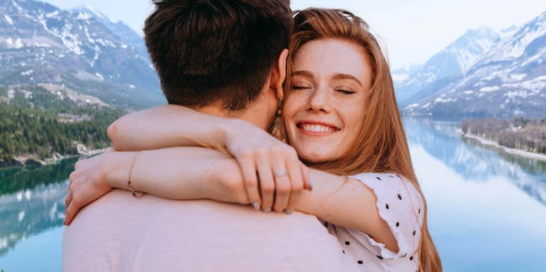 Woman hugging her husband who does sweet things 