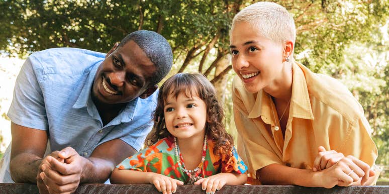 Child learning from parents. 