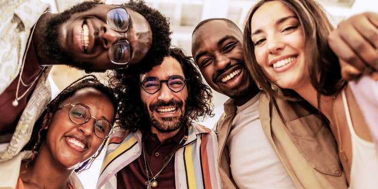 Group of happy people, whose parents taught them well.