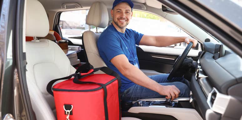 food delivery driver smiling