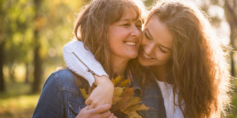 woman hugging and showing love to her mother