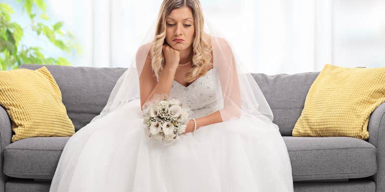 Bride sad because her husband ruined their wedding day