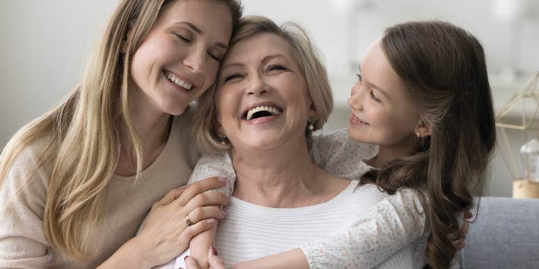 grandmother with her daughter and granddaughter