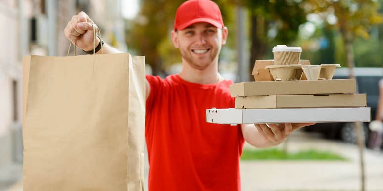 Uber Eats driver delivering food