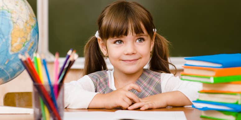 Happy girl at American school