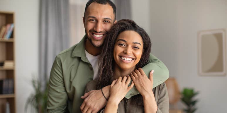 happy married couple smiling woman and man