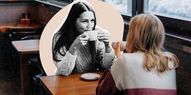 Woman getting her emotional need met by meeting with a friend for coffee