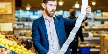 man shocked that his groceries cost four times as much
